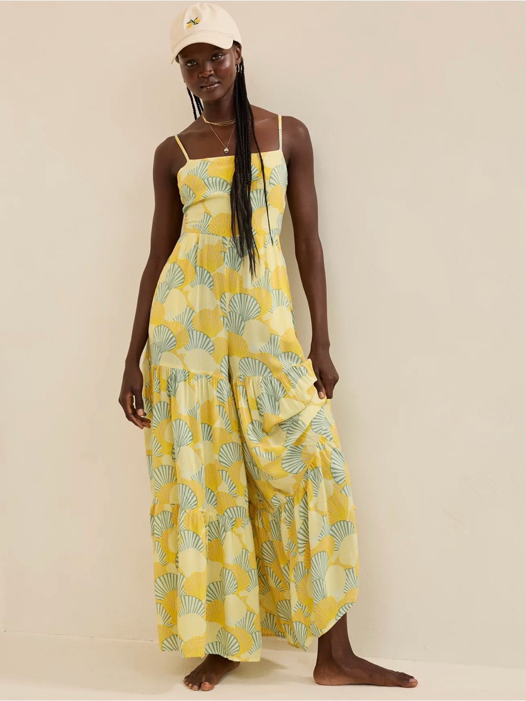 Aerie Party Jumpsuit In Citron Yellow And Green Floral Print Sz Xl